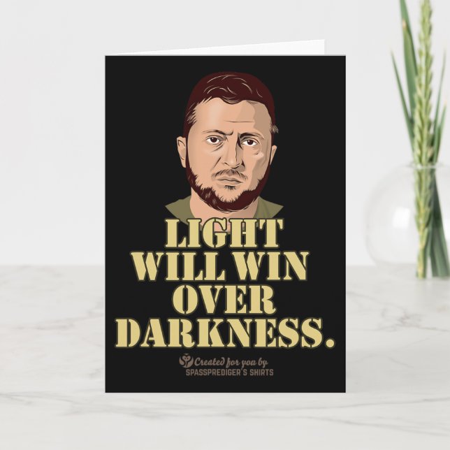 Tarjeta Cita de Zelensky La Luz Ganará Presidente Ucranian (Anverso)