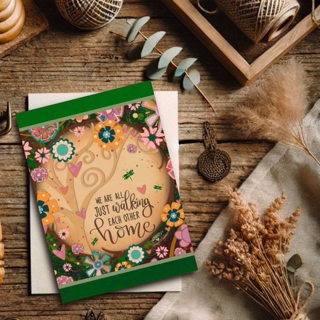 Tarjeta Cita del árbol floral que camina hacia casa (Subido por el creador)