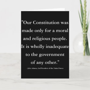 Tarjeta Cita del Presidente John Adams Sobre La Constituci