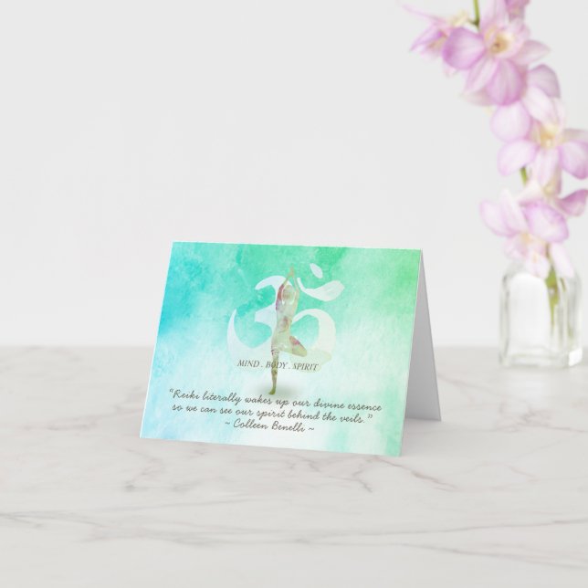 Tarjeta Cita del Rótulo del árbol de meditación Pose Om de (Orquídea)