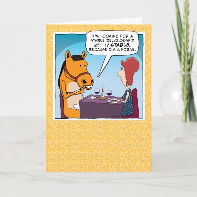 Tarjeta Cita divertida con un cumpleaños de caballo (Anverso)