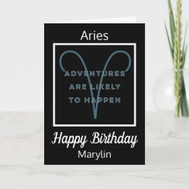 Tarjeta Cita divertida de Aries Zodiac en cumpleaños azul 