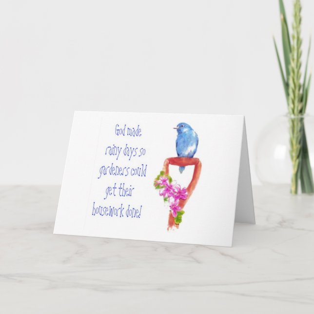 Tarjeta Cita divertida de jardinería, Bluebird (Anverso)