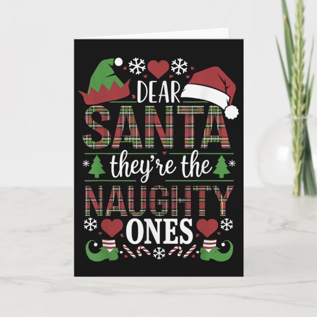 Tarjeta Cita Divertida de Navidad Querido Santa Ellos Son  (Anverso)