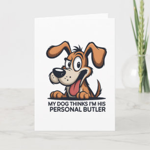 Tarjeta Cita divertida de perro mayordomo de dibujos anima
