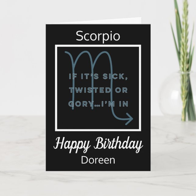 Tarjeta Cita divertida de Scorpio Zodiac Cumpleaños Blanco (Anverso)