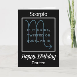 Tarjeta Cita divertida de Scorpio Zodiac Cumpleaños Blanco