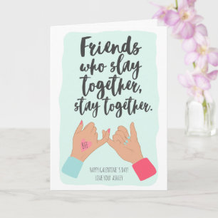 Tarjeta Cita divertida pinkie galentine 3 fotos de la ment