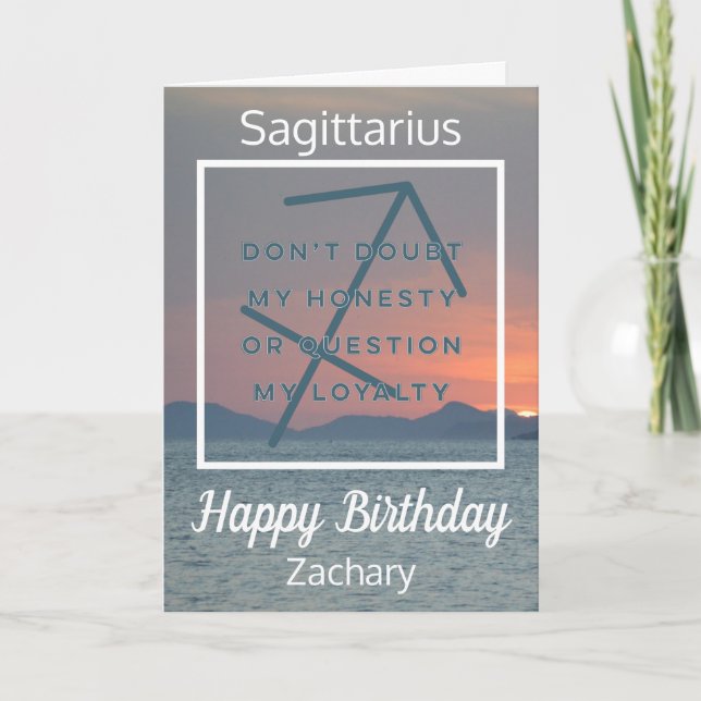 Tarjeta Cita divertida Sagittarius Zodiac Cumpleaños Azul  (Anverso)