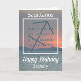 Tarjeta Cita divertida Sagittarius Zodiac Cumpleaños Azul 