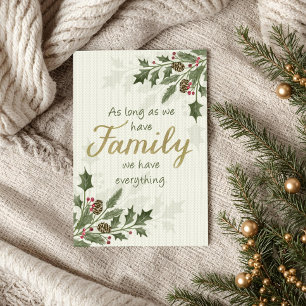 Tarjeta Cita familiar de Navidad con follaje festivo
