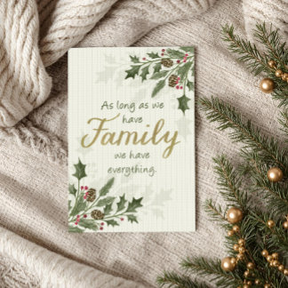 Tarjeta Cita familiar de Navidad con follaje festivo