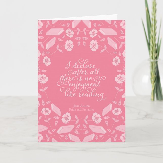 Tarjeta Cita Floral de libros Jane Austen Orgullo y prejui (Anverso)