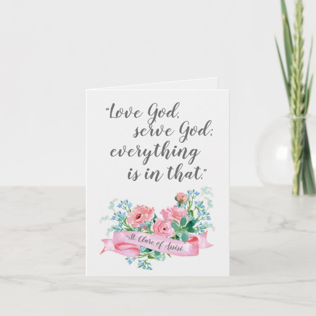 Tarjeta Cita floral del St. Clare Assisi de la acuarela (Anverso)