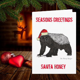 Tarjeta Cita graciosa de Navidades de Santa Honey Badger