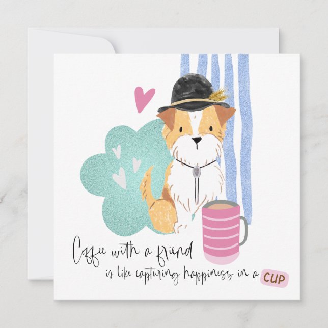 Tarjeta Cita graciosa para café amigo de un Terrier cualqu (Anverso)
