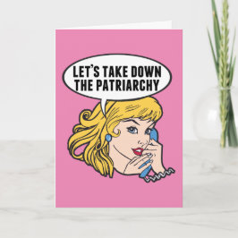 Tarjeta Cita graciosa retro de arte pop feminista contra p