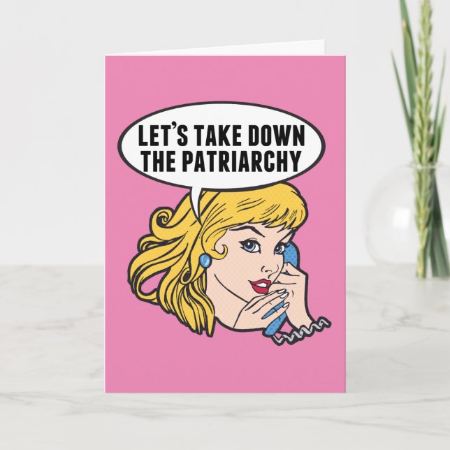 Tarjeta Cita graciosa retro de arte pop feminista contra p (Anverso)