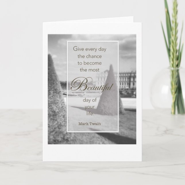 Tarjeta Cita hermosa del día - jardín de Mark Twain (Anverso)