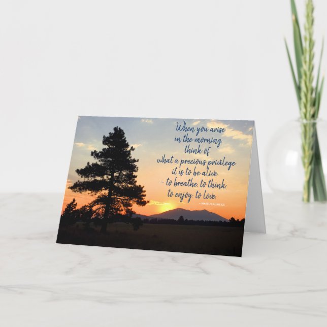 Tarjeta Cita Inspiradora de fotos de Sunrise en blanco (Anverso)