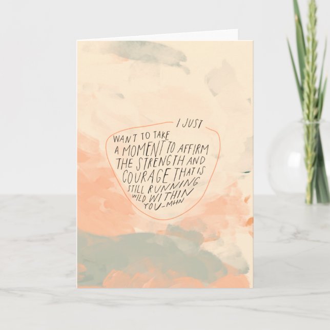 Tarjeta Cita inspiradora de fuerza y coraje para amigos (Anverso)