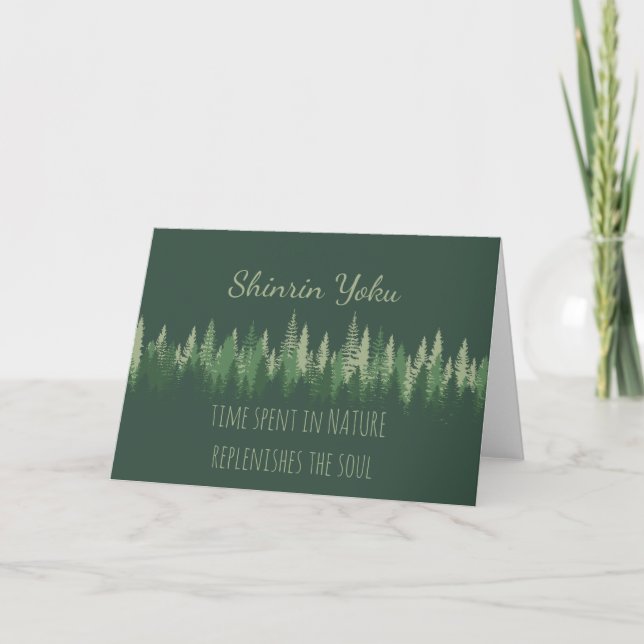 Tarjeta Cita inspiradora sobre el baño en el bosque Shinri (Anverso)