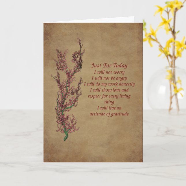 Tarjeta Cita inspiradora sólo para hoy (flor amarilla)