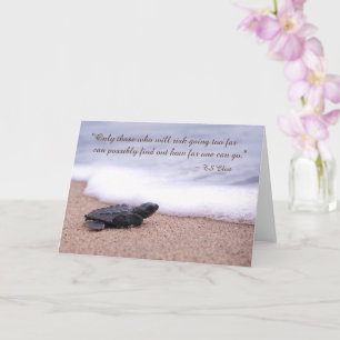 Tarjeta Cita Inspiradora Tortuga Marina Bebé Arena Océano