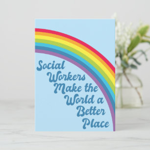 Tarjeta Cita Inspiradora Trabajadora Social Arcoíris Azul