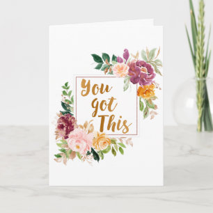 Tarjeta Cita Motivacional Hermosa Rosa Floral Colorida