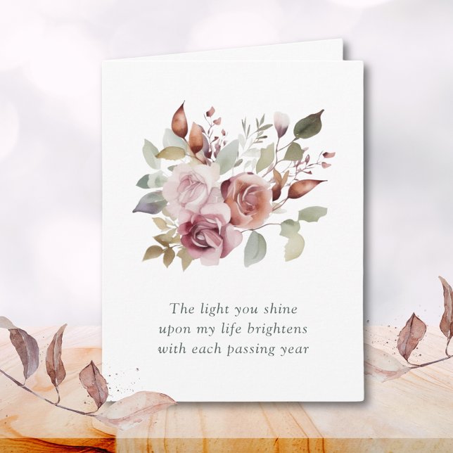 Tarjeta Cita motivadora Cumpleaños floral (The Light You Shine Upon My Life-Floral-Happy Birthday Card)
