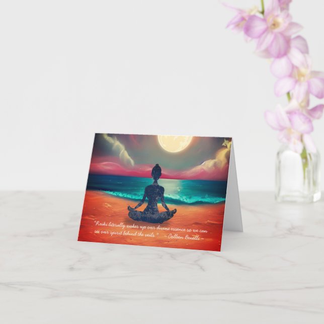 Tarjeta Cita pacífica de la luna de la meditación del yoga (Orquídea)