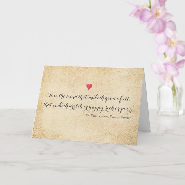 Tarjeta cita poética inglesa del siglo XIV de Edmund Spens (Orquídea)