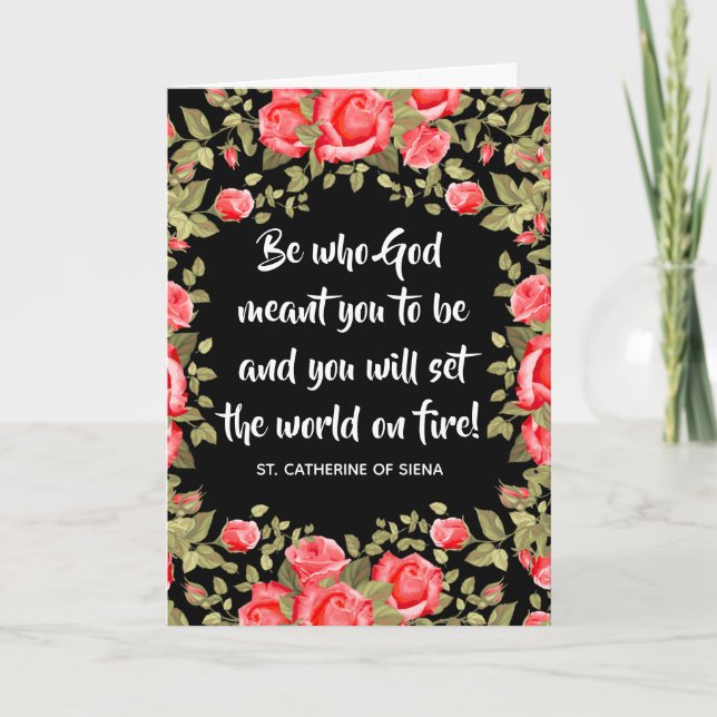 Tarjeta Cita religiosa floral de inicio de graduación (Anverso)