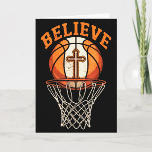 Tarjeta Cita Retro Cree Baloncesto Cristiano Motivación