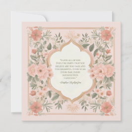 Tarjeta Cita romántica floral de boho rosa