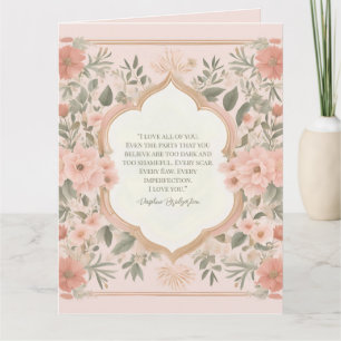 Tarjeta Cita romántica floral de boho rosa