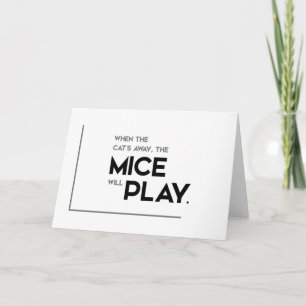 Tarjeta Citas MODERNAS: gato lejos, los ratones juegan