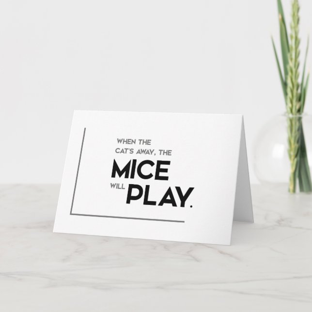 Tarjeta Citas MODERNAS: gato lejos, los ratones juegan (Anverso)
