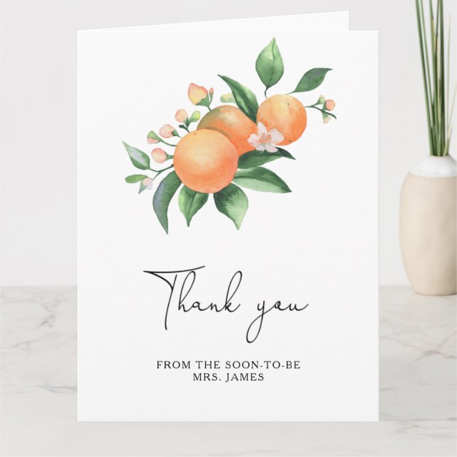 Tarjeta Citrus - agradecimiento por la despedida de solter (Anverso)