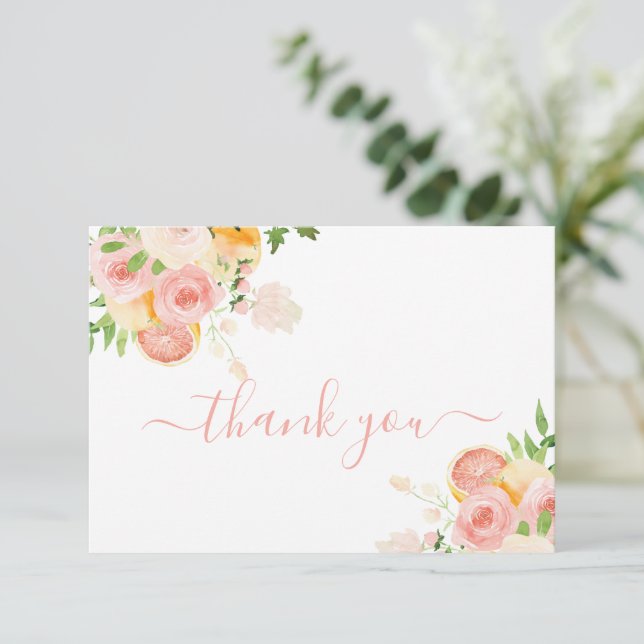 Tarjeta Citrus Baby Shower Chica Gracias (Anverso de pie)