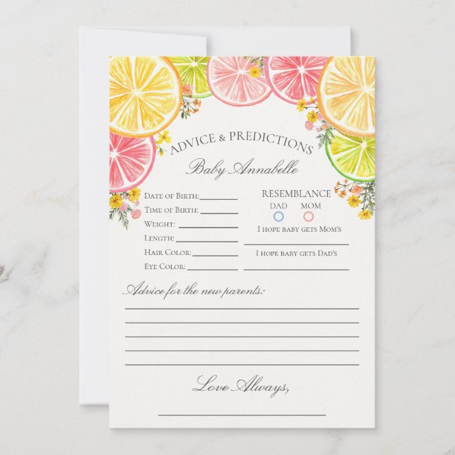 Tarjeta Citrus Floral Little Cutie (Anverso)