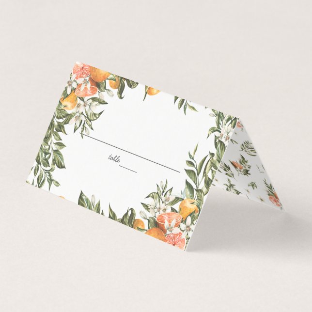 Tarjeta Citrus Orchard Boho Greenery Boda Place (Anverso)