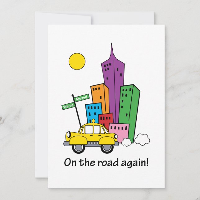 Tarjeta Cityscape Yellow 5x7 We've Moved (Anverso)