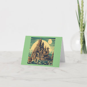 Tarjeta Ciudad de Atlantis 4 - Estilo Woodblock