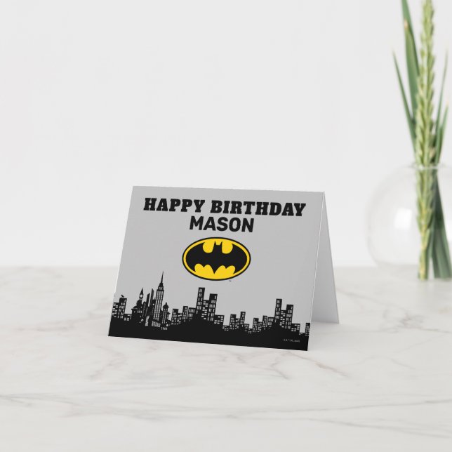 Tarjeta Ciudad de Batman Gotham | Aniversario feliz de los (Anverso)