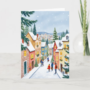 Tarjeta Ciudad de los navidades pintada