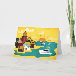 Tarjeta Ciudad de puerto abstracta