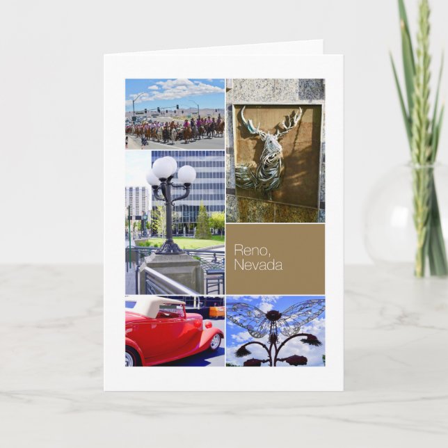 Tarjeta Ciudad de Reno, Nevada, collage de fotos (Anverso)