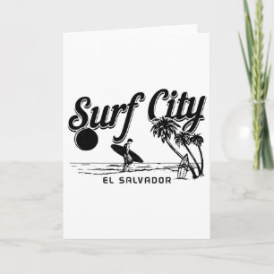 Tarjeta Ciudad de Surf El Salvador Playa Vintage Recuerdo